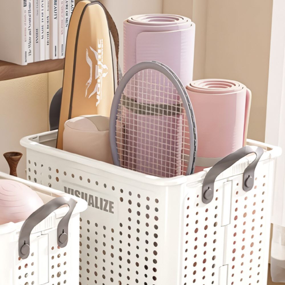 빨래바구니 핸들형 슬림형 런드리 캐리어 오픈 건조기 런드리백 세탁 접이식 - 상세 이미지 3