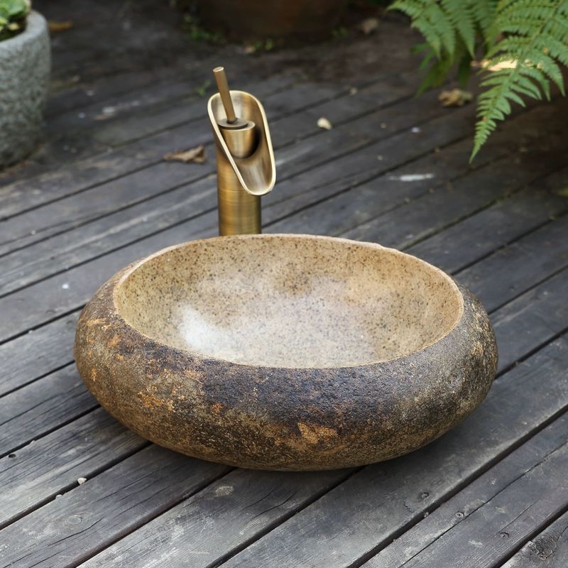 탑볼 세면대 돌 석재 스톤 자연석 개수대 복고풍 콘크리트 45CM~49CM - 상세 이미지 2