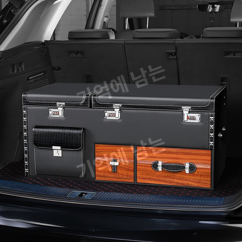 SUV 트렁크 정리함 보온 수납박스 다용도 차량용 수납가방 자물쇠포켓형 01.하이글로스 블랙 80cm - 상품 이미지