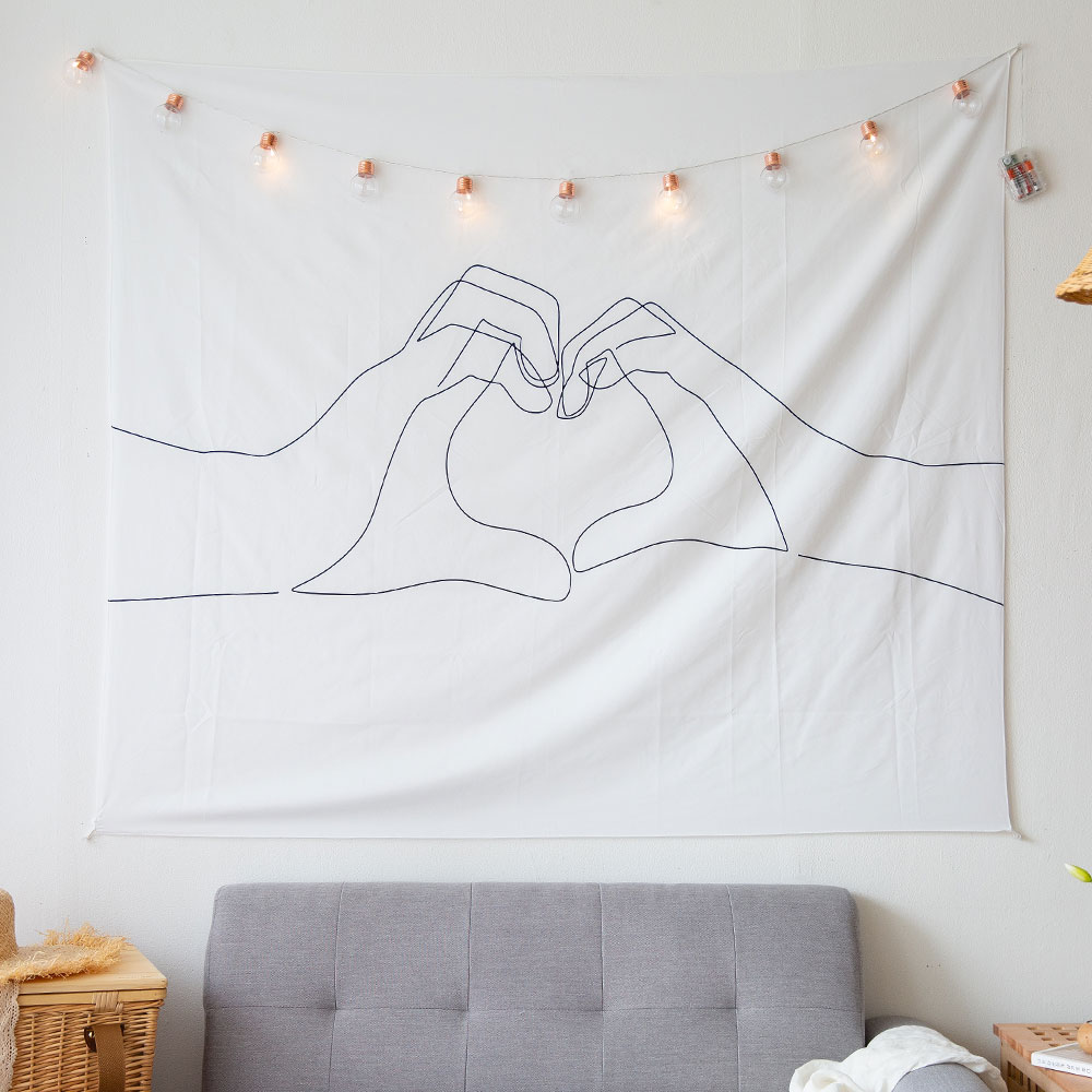 가림막커튼 감성 일러스트 바란스 포스터 공간분리 인테리어