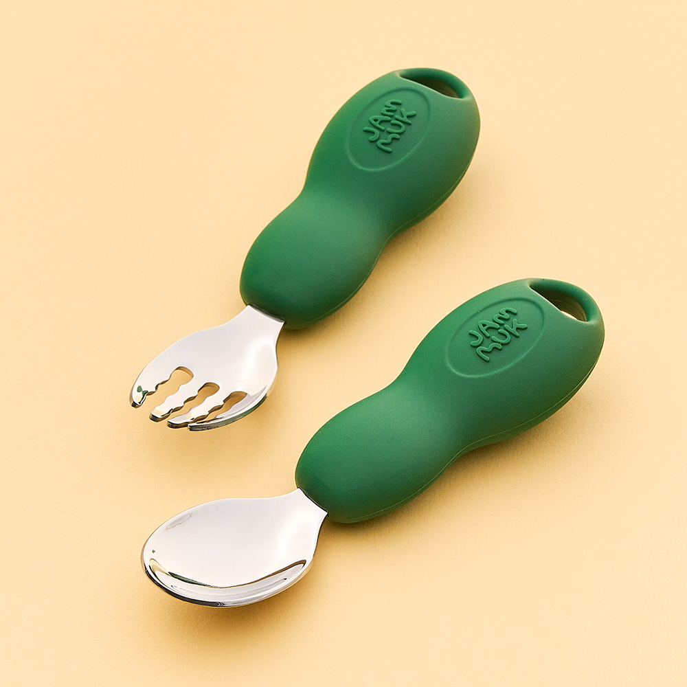 잼먹 스텐 이유식스푼 포크 케이스세트 자기주도 아기 숟가락 수저