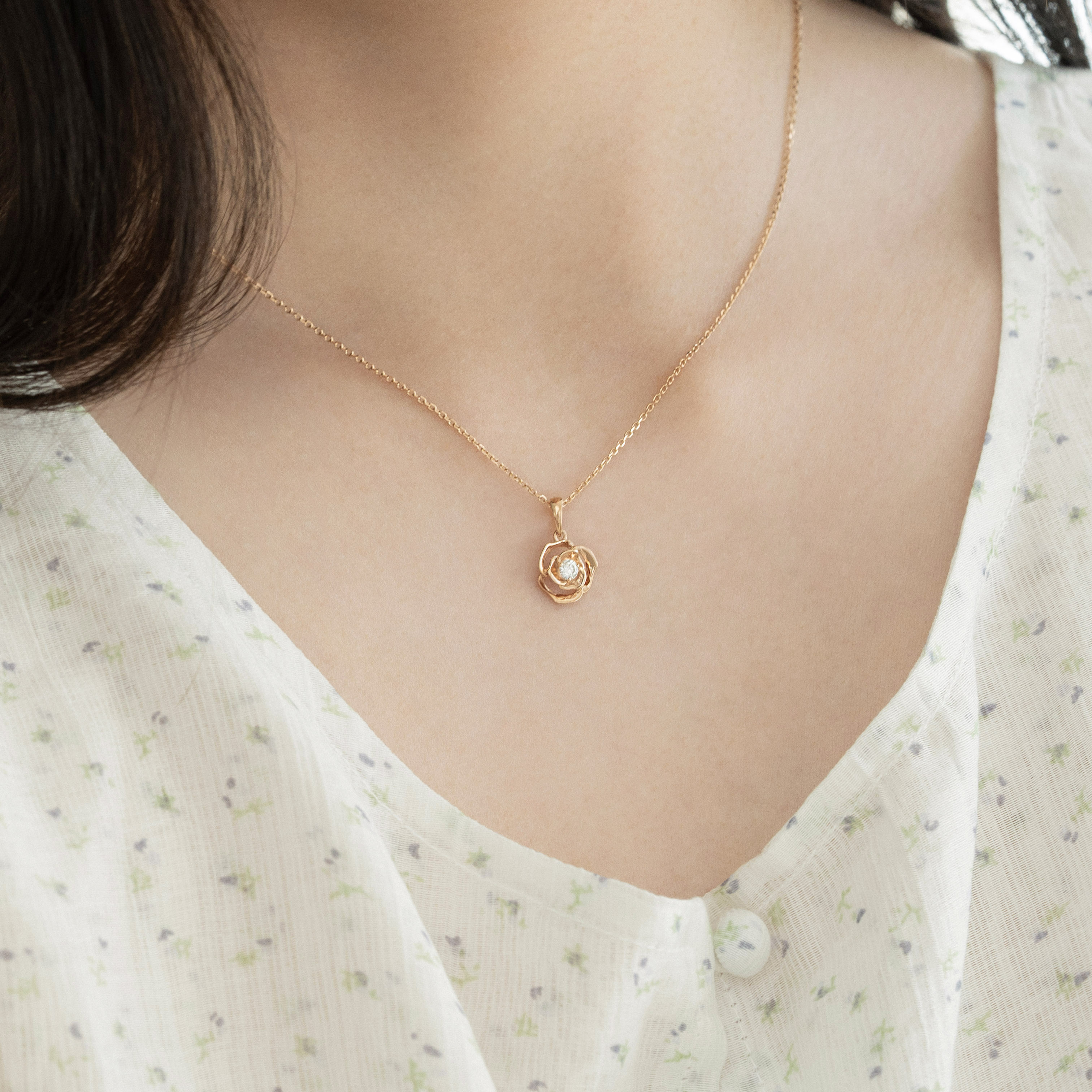 14k 퀸스로즈 장미 목걸이 이미지 3