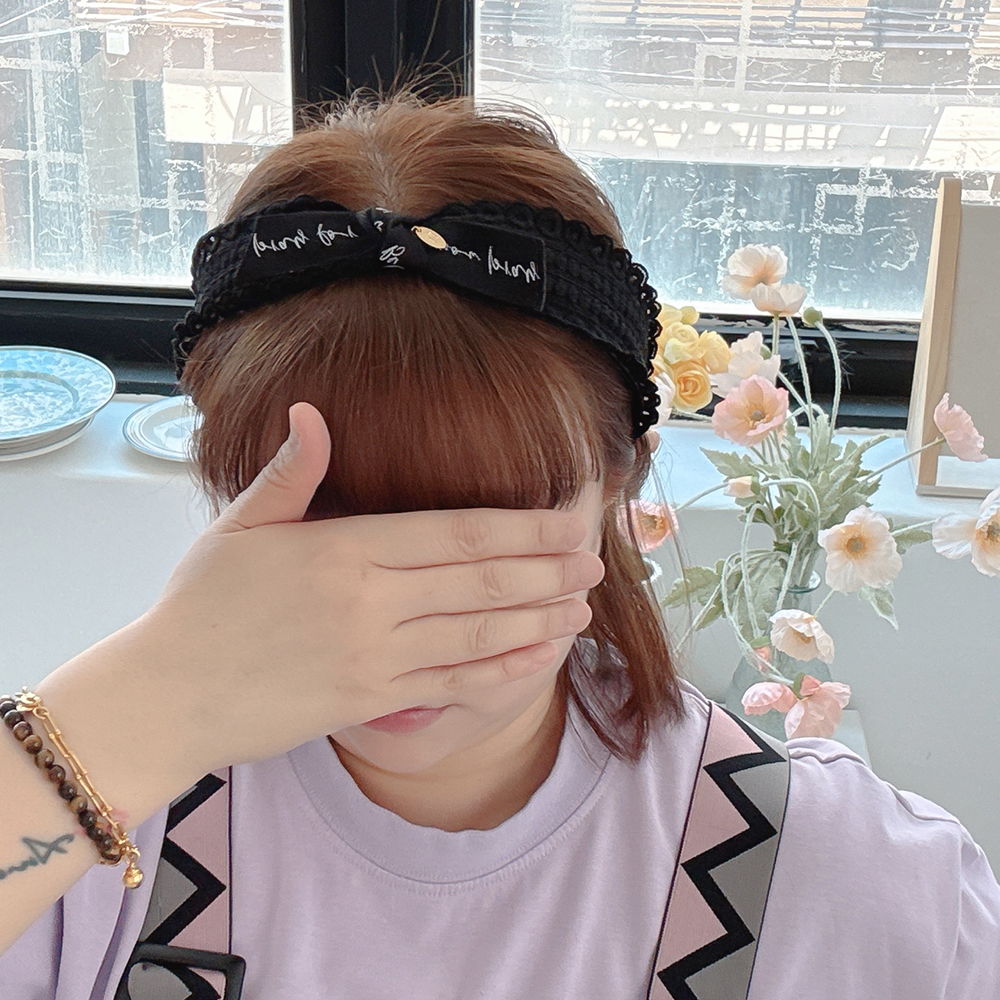 레터링레이스머리띠 반다나헤어밴드 헤어터번 명품머리띠 넓은헤어밴드 - 상세 이미지 5