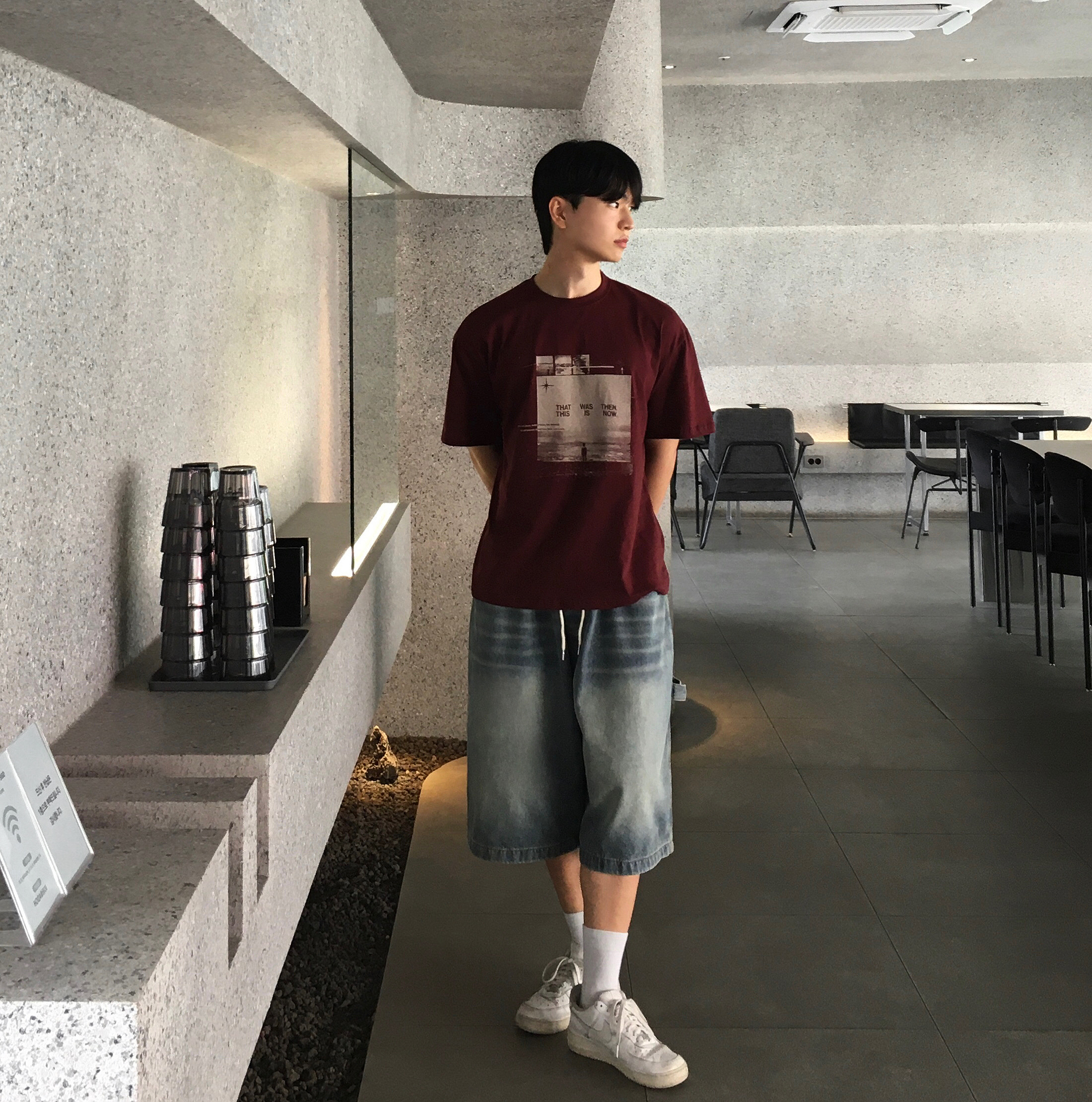 남자프린팅반팔 안비치는흰티 20수반팔티 - 상세 이미지 2