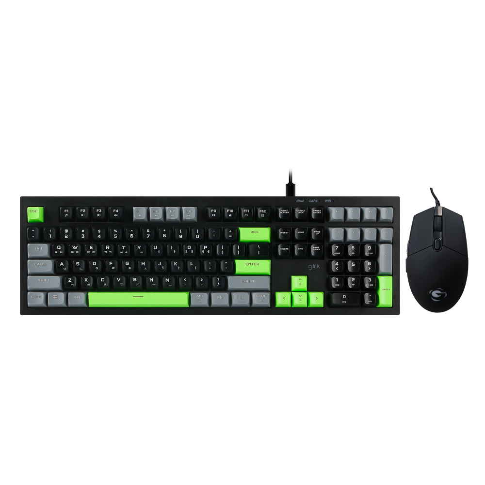 지클릭커 오피스프로 OPS50 사일런스 M 250 키보드 마우스 세트 108 Poker Green - 메인 이미지