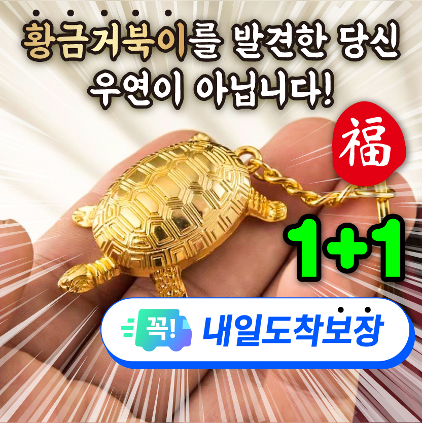 1+1 부자만드는 꺼복이 무병장수 거북이 풍수템 금전운 황금거북 키링 열쇠고리 가족 선물 - 상품 이미지