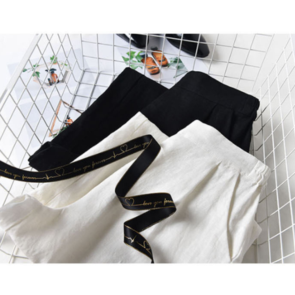 흰색통바지 마통바지 여성 여름 린넨 와이드 통넓은 밴딩팬츠 - 상세 이미지 5