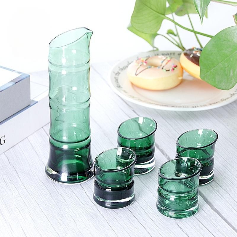 사케잔세트 사케병 대나무모양 여름술잔 유리 술잔 정종 소주잔 1병(270ml) +2잔(35ml) - 상품 이미지