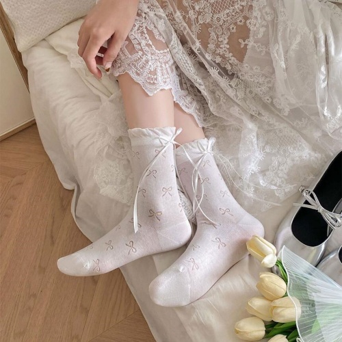 샌들양말코디 다리얇아보이는 안흘러내리는 양말 여름 치마 리본 - 상세 이미지 4