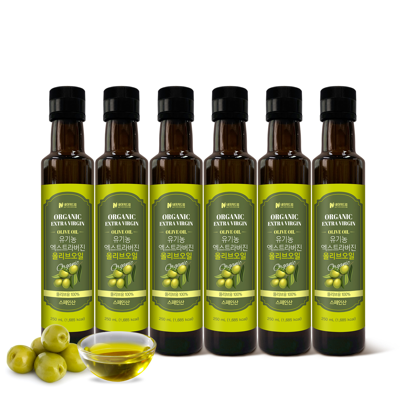 네이처드림 유기농 엑스트라버진 올리브오일 스페인산 피쿠알 품종 250ml, 6개 - 상세 이미지 2