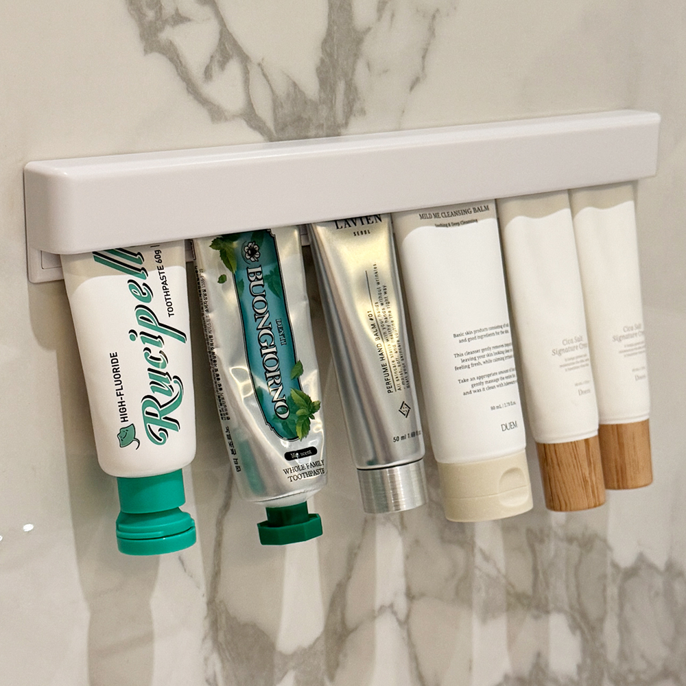 롱튜브 공중부양 치약걸이 무타공 거치대 칫솔 꽂이 치약