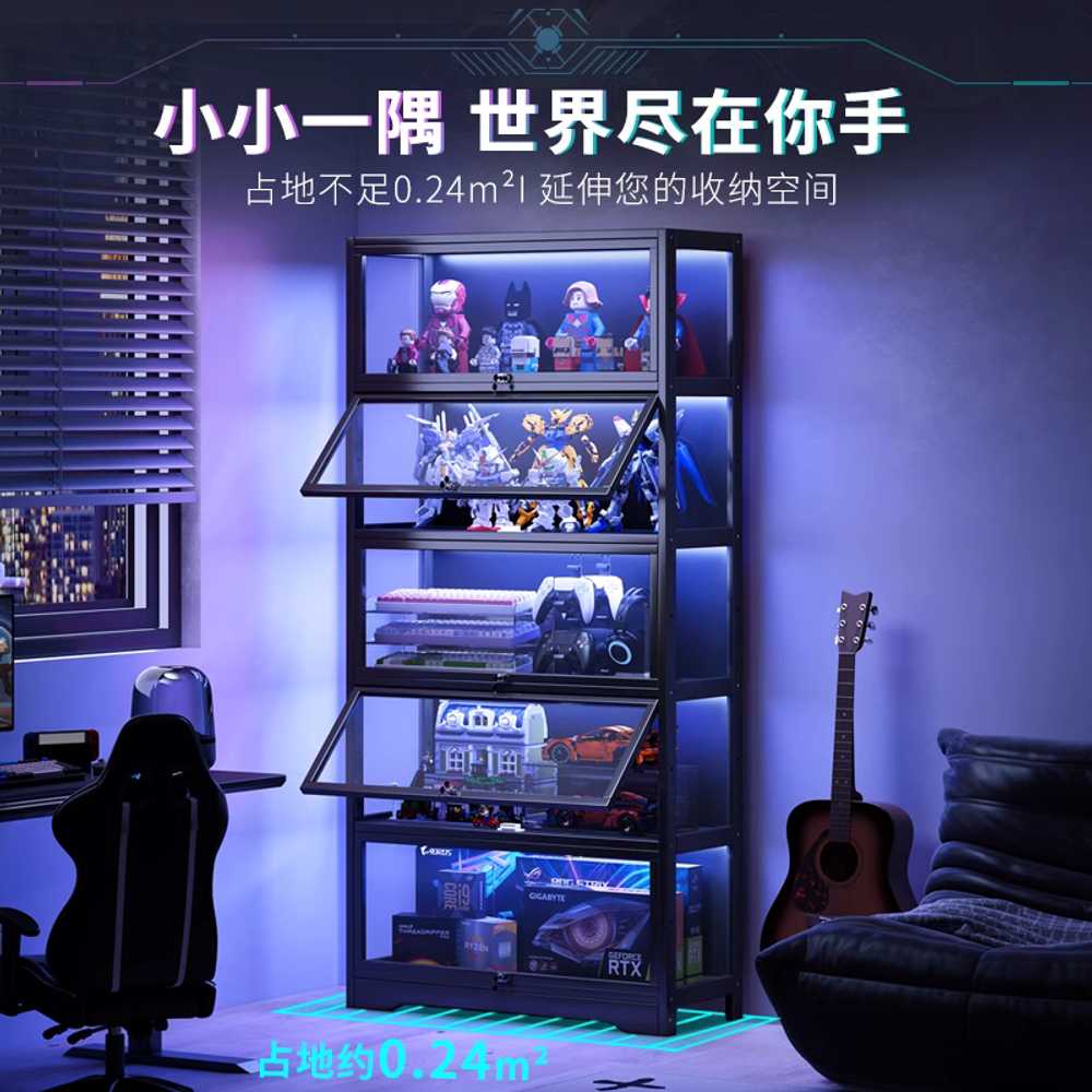 LED 진열장 위스키장식장 술선반 건프라 그릇장 상장 4단 80cm - 상세 이미지 4