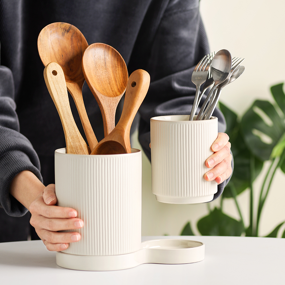 윤도자기 차곡 국산 수저통 물빠짐 3P 세트