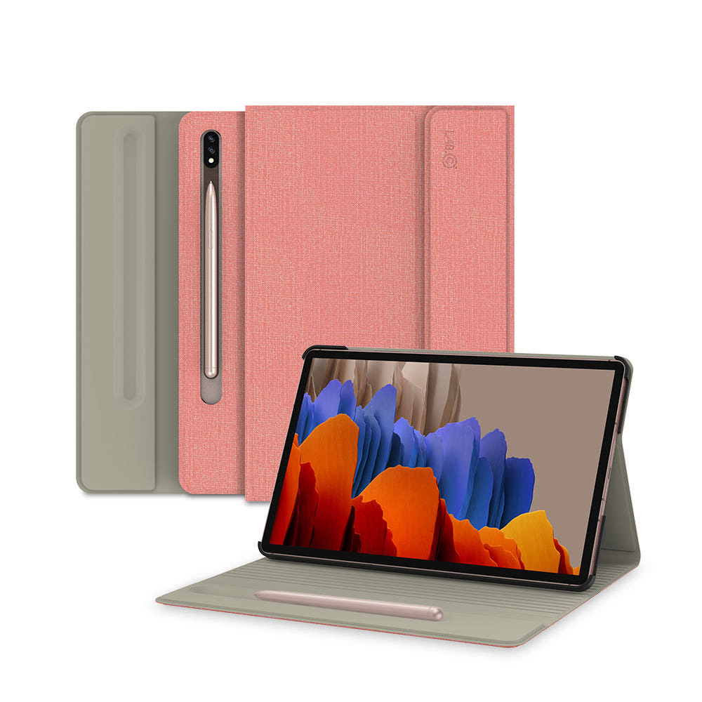 랩씨 슬림핏 케이스 스탠딩 폴리오 스마트 북커버 핑크샌드, 갤럭시 탭 S7 FE-S7+-S8+ - 메인 이미지