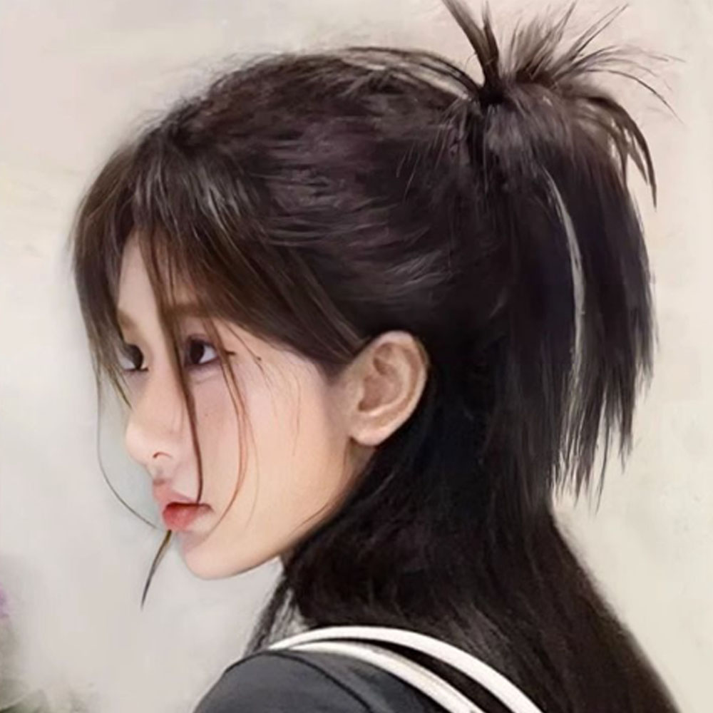 포니테일 깃털번 가시머리 업스타일 집게핀 부분 가발 - 상세 이미지 2