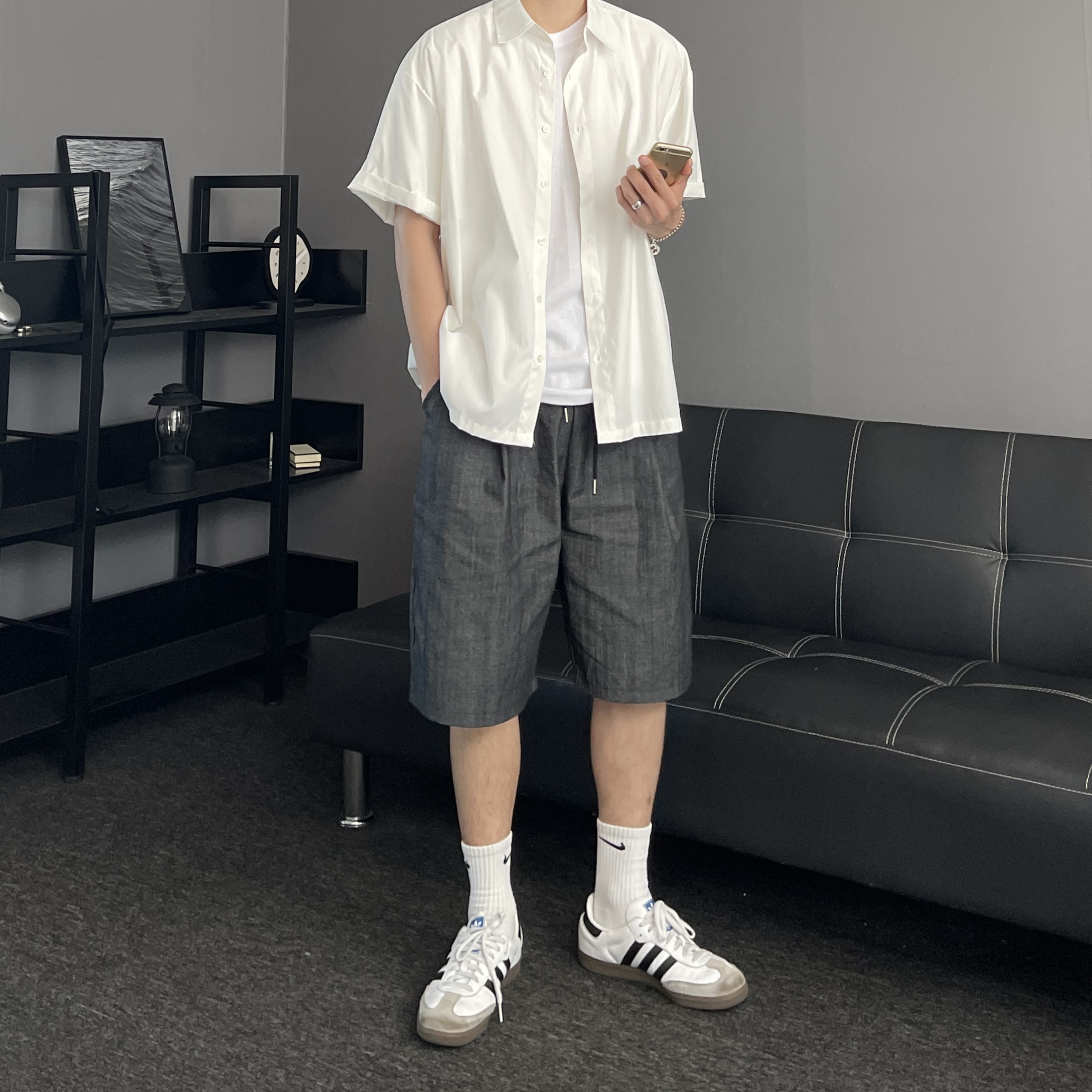남자청반바지 남자7부청바지 버뮤다데님팬츠 이미지 8