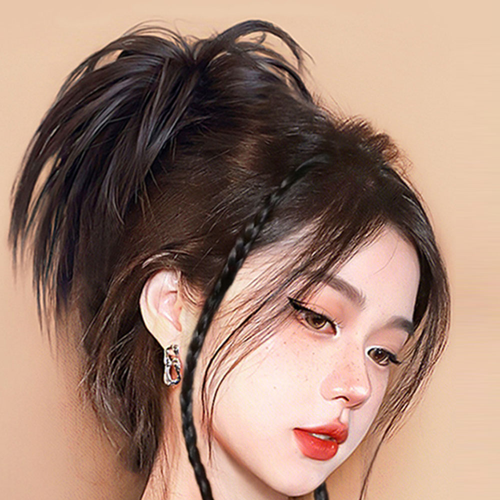 까치머리 가시번 가발 집게핀 부분 포니테일 올림머리 - 상세 이미지 5