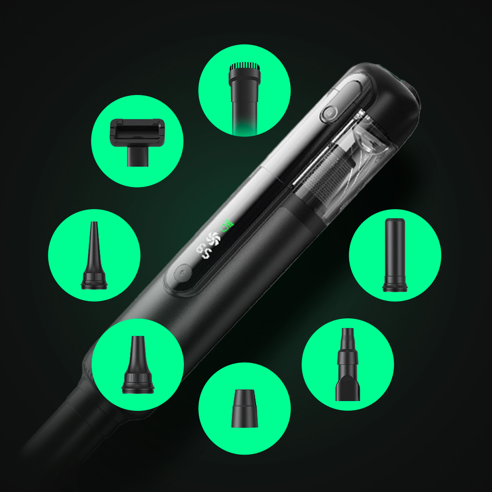 픽스 차량용 핸디 그린라이트 무선 청소기 에어건 19000Pa 강력 진공 흡입 자동차 실내 LED S16