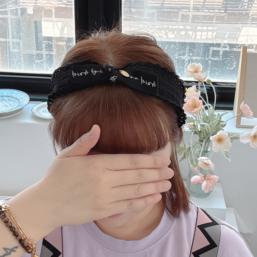 레터링레이스머리띠 반다나헤어밴드 헤어터번 명품머리띠 넓은헤어밴드 - 상세 이미지 4