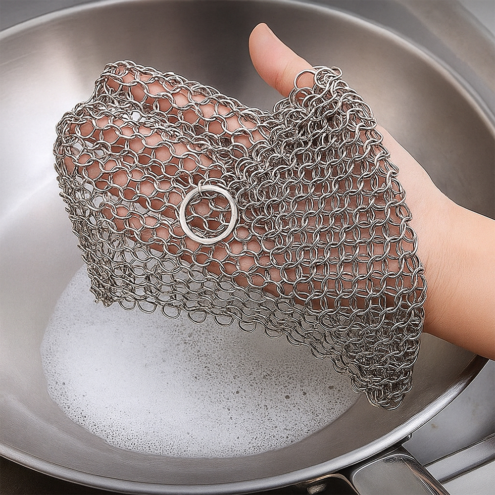 제로웨이스트 수세미 스테인리스 체인 무쇠팬 주방설거지용 10cm