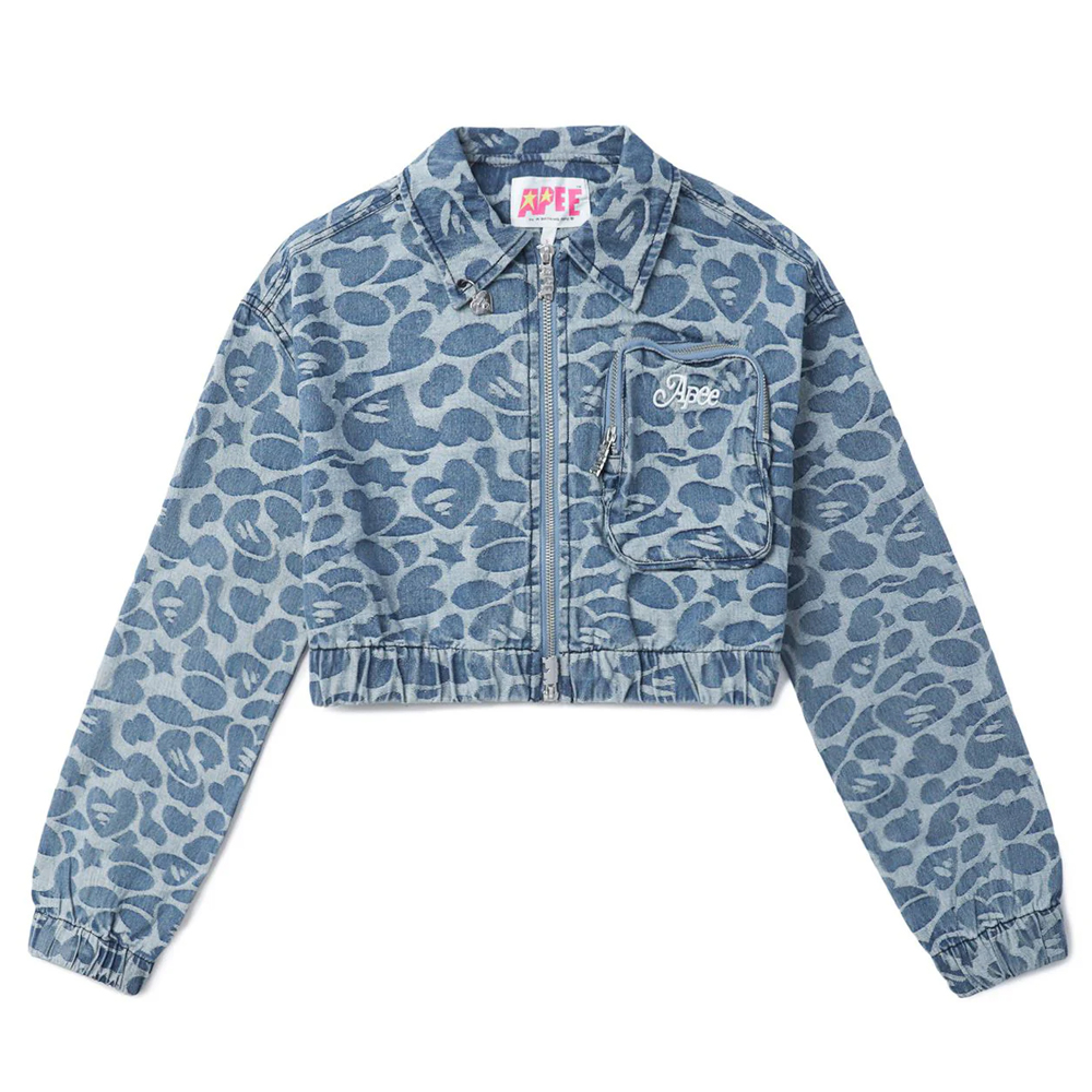 베이프 우먼즈 자켓 PATTERN DENIM ZIP UP JACKET WITH PATCH POCKET CK20-240-001 - 메인 이미지