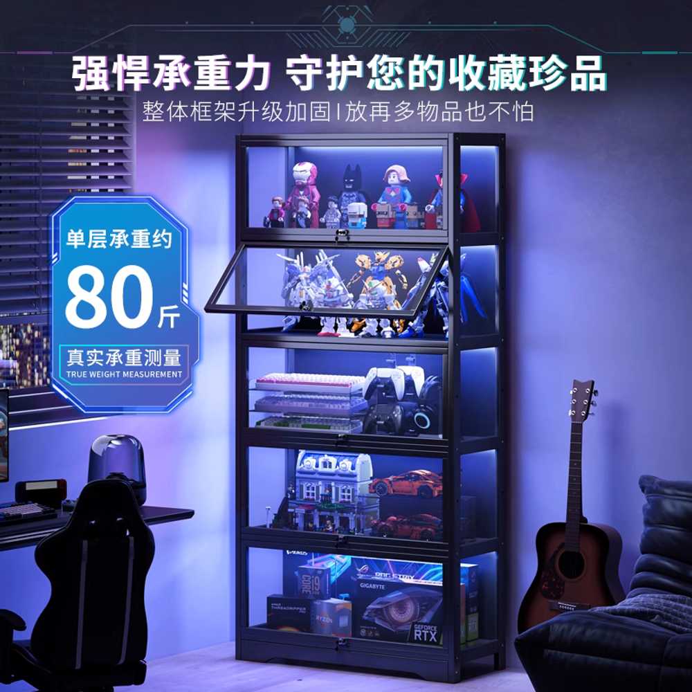LED 진열장 위스키장식장 술선반 건프라 그릇장 상장 4단 80cm 이미지 6
