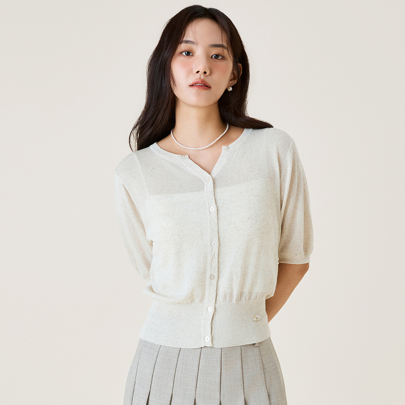 로엠 린넨 반팔 가디건 RMCKF37RT1 - 상세 이미지 2