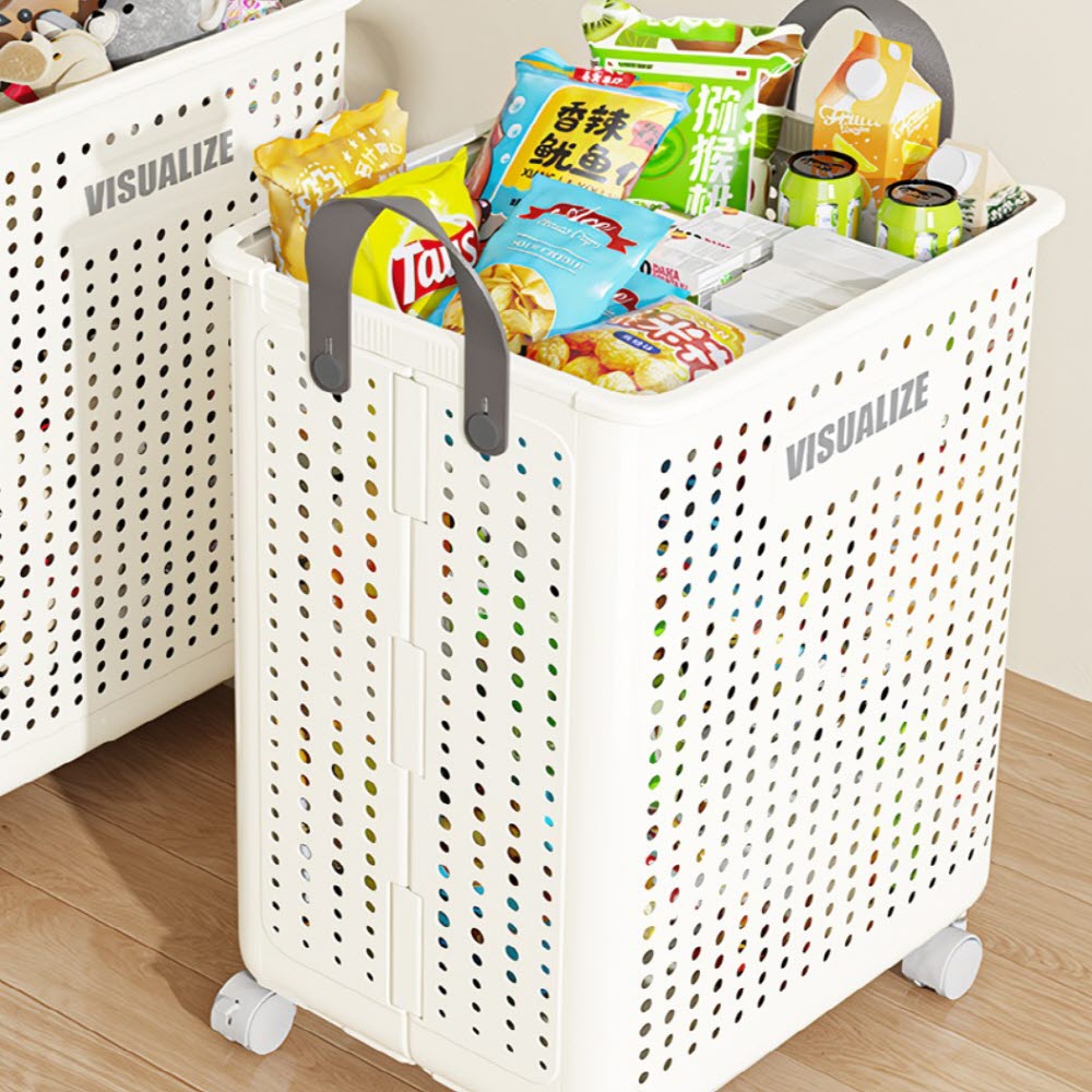 빨래바구니 핸들형 슬림형 런드리 캐리어 오픈 건조기 런드리백 세탁 접이식 - 상세 이미지 4