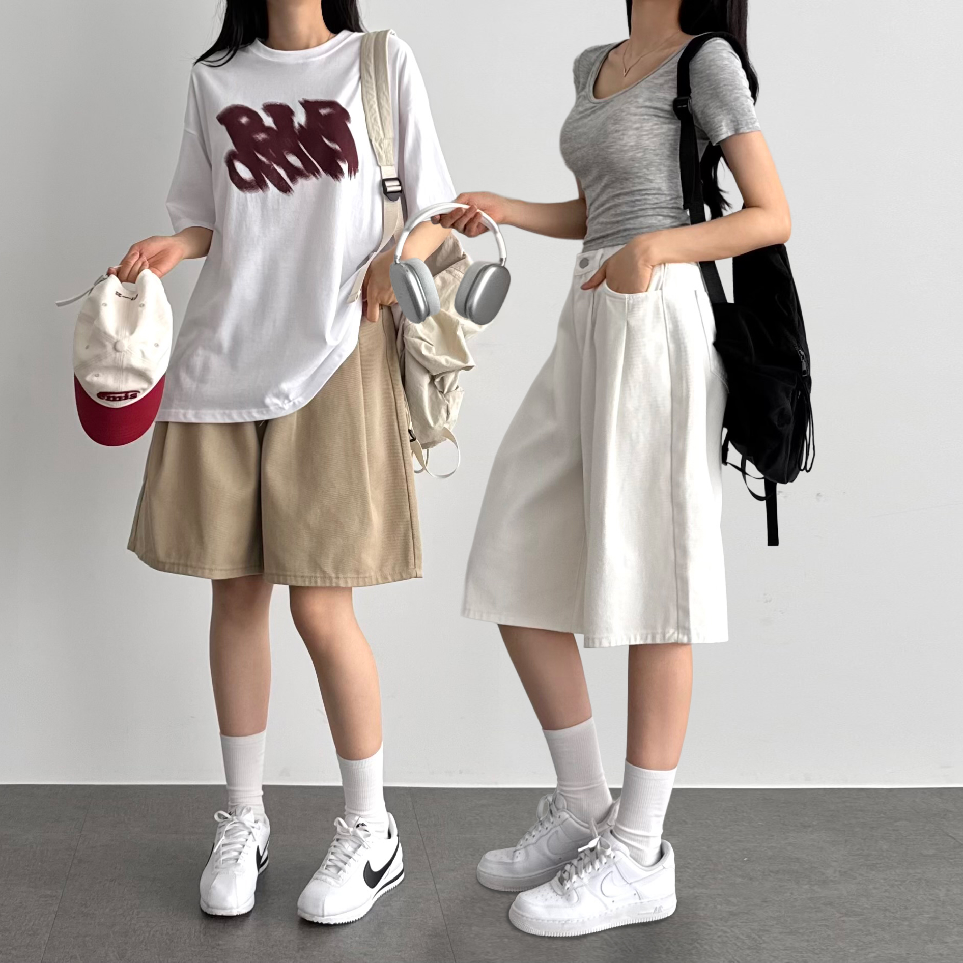 여성 버뮤다팬츠 반바지 키작녀쇼핑몰 바지 흰반바지