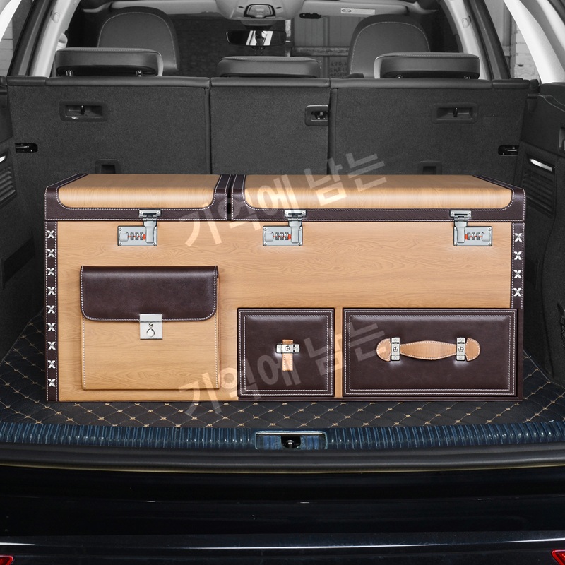SUV 트렁크 정리함 보온 수납박스 다용도 차량용 수납가방 자물쇠포켓형 01.하이글로스 블랙 80cm - 상세 이미지 2