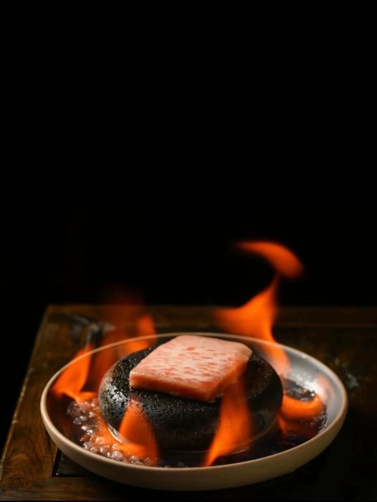 제주화산석 오마카세 분자요리 셰프 현무암 접시 둥근화산석 섬 8인치 드럼형 중접시 - 상세 이미지 2