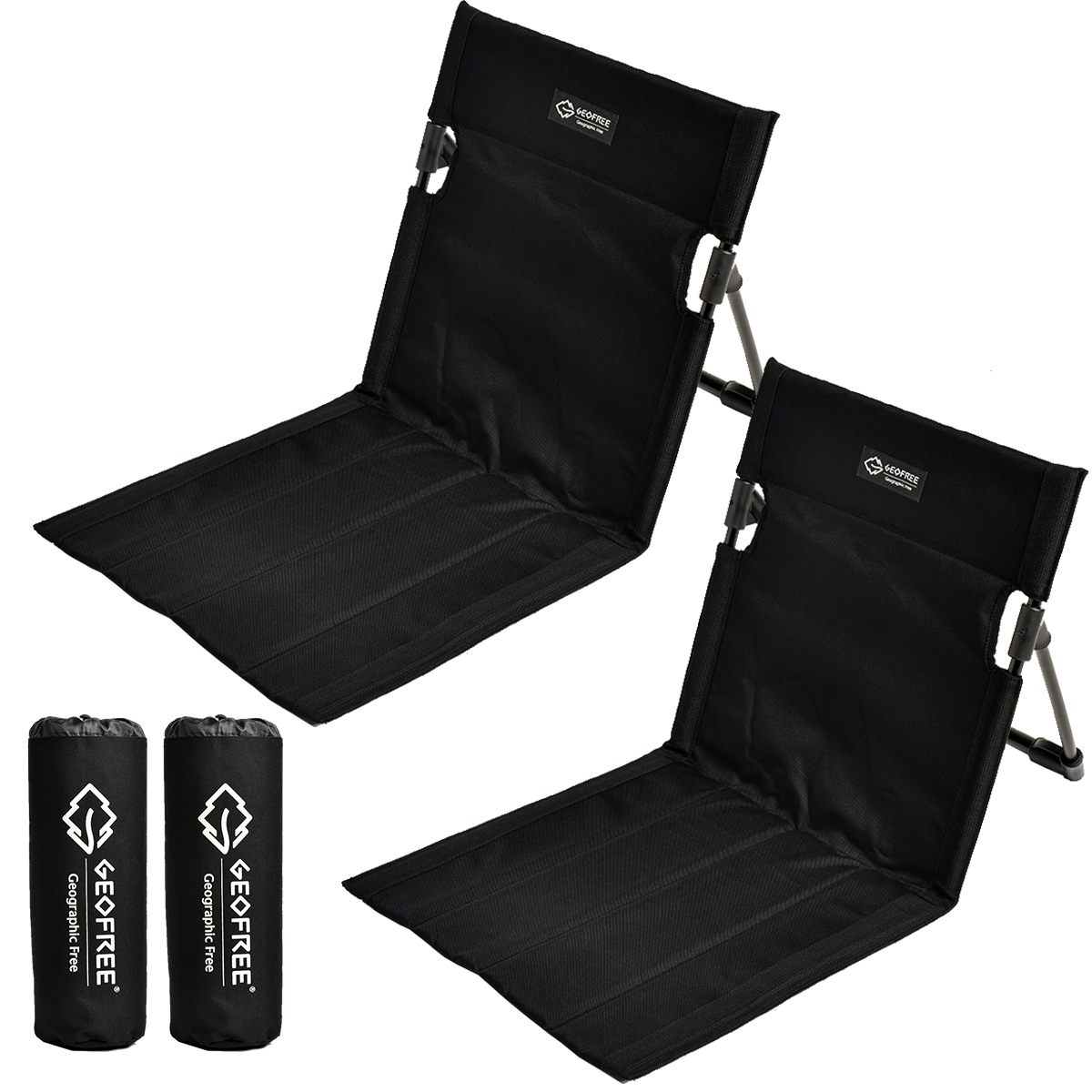 지오프리 서포트 그라운드 체어 좌식 캠핑 의자 경량 페스티벌 플러스, 블랙, 2개