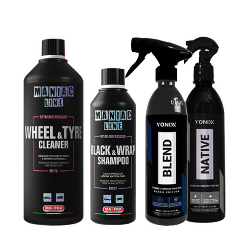 마프라 매니악 블랙 앤 랩 샴푸 500ml+마프라 매니악 휠 앤 타이어 클리너 1L+보닉스 스프레이왁스 500ml(블렌드 블랙에디션/네이티브 선택) - 상품 이미지
