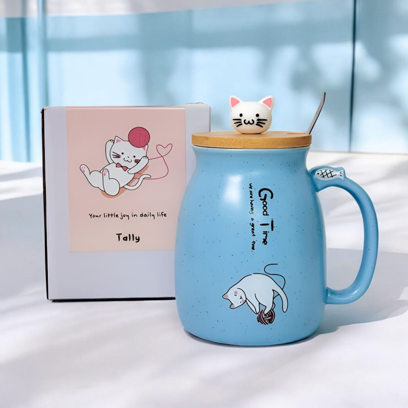 고양이 머그컵 집들이답례품 이영자 머그컵 뚜껑있는컵 캐릭터 머그컵 가시 - 상세 이미지 5