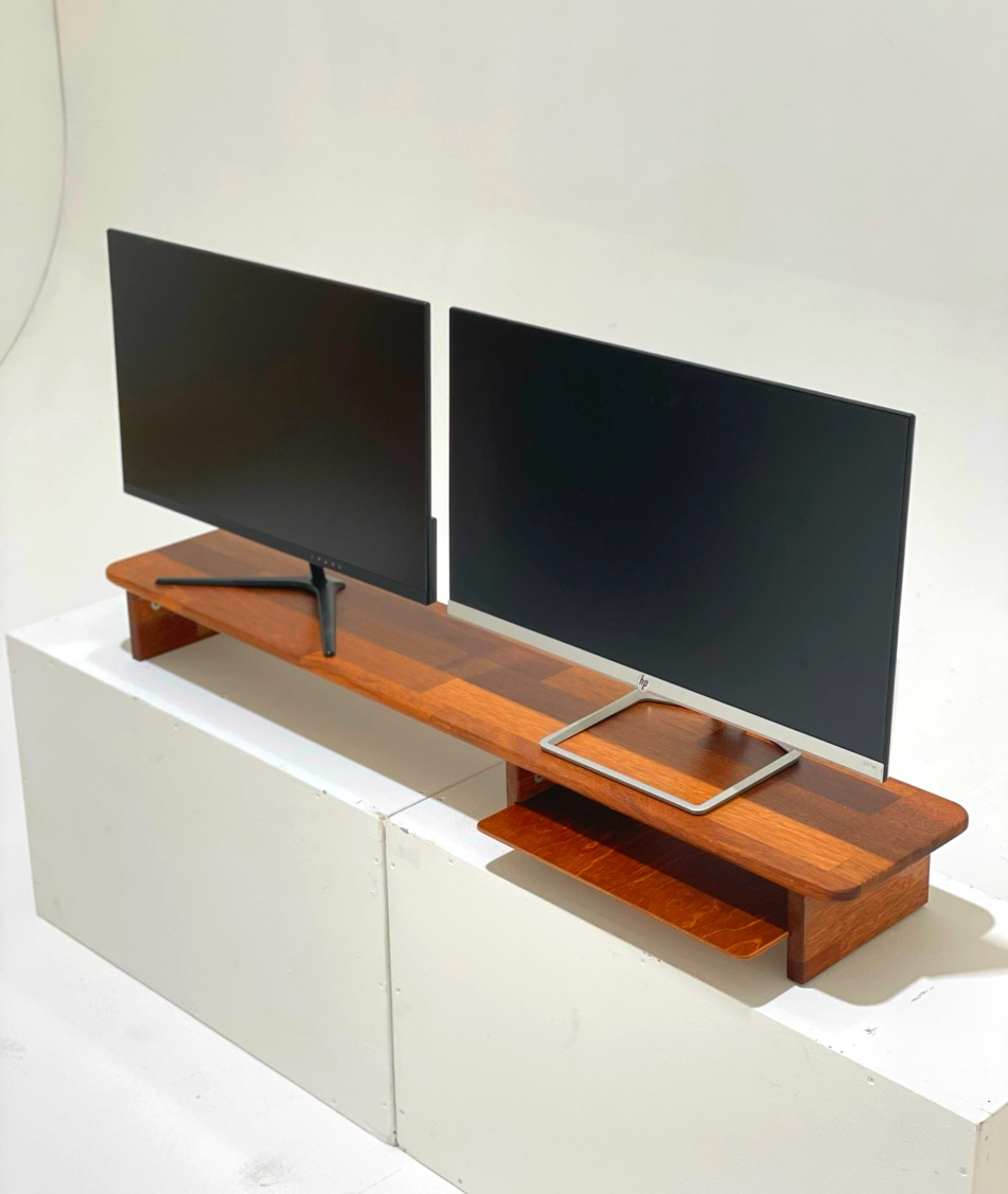 양장박웍스 모니터 받침대 원목 고급 스탠드 우드 선반 1100mm, 멀바우월넛