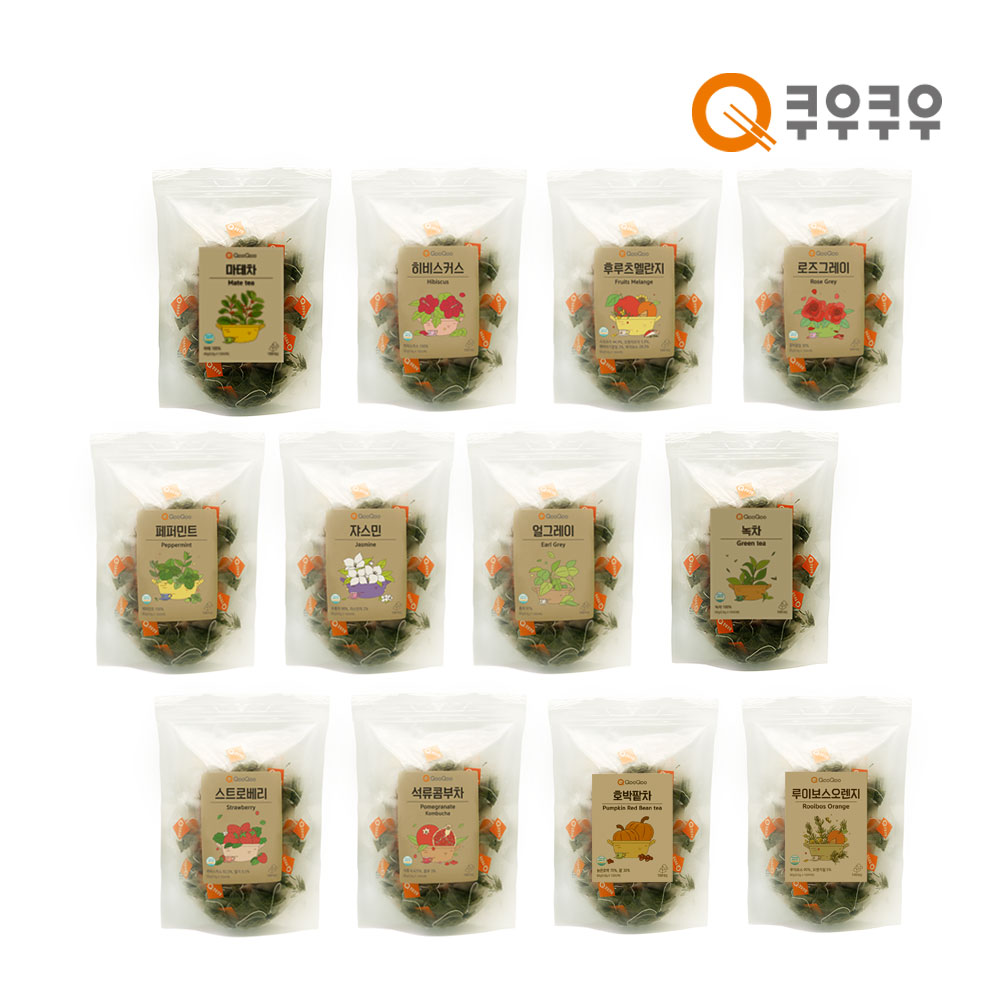 [1+1]쿠우쿠우 루이보스 허브차 외11종 100티백+100티백 스페셜 허브티 생분해 티백 - 상품 이미지