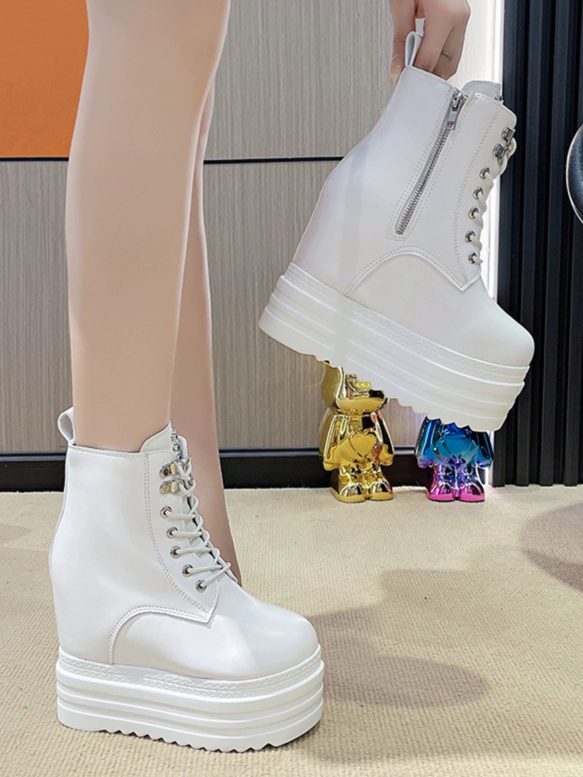 스탠딩화 블랙 키높이 스탠딩화14CM 통굽 운동화 블랙 B - 상세 이미지 4