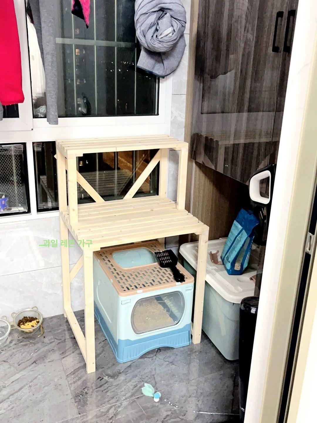 고양이화장실선반 캐비닛 다이 공간 보관 선반 2층 70x50x100cm 가구 60cmx50cmx60cm - 상세 이미지 4