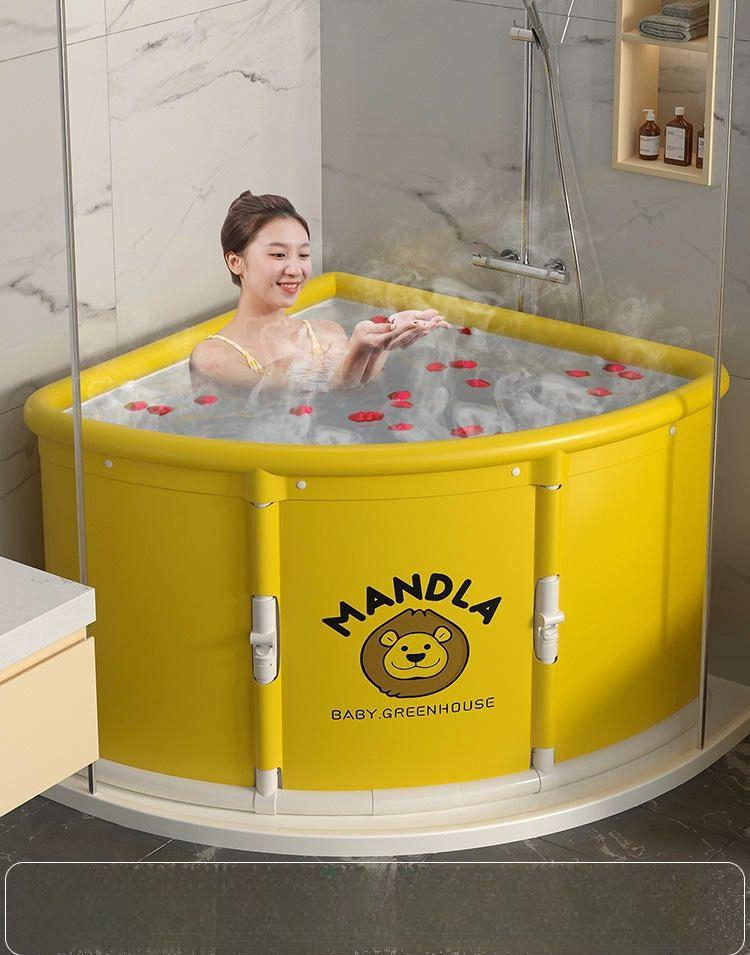 간이욕조 모퉁이 코너 목욕 찜질 접이식 1인 홀로 가정용 프리미엄 그라데이션 퍼플 5개수납백 - 상품 이미지
