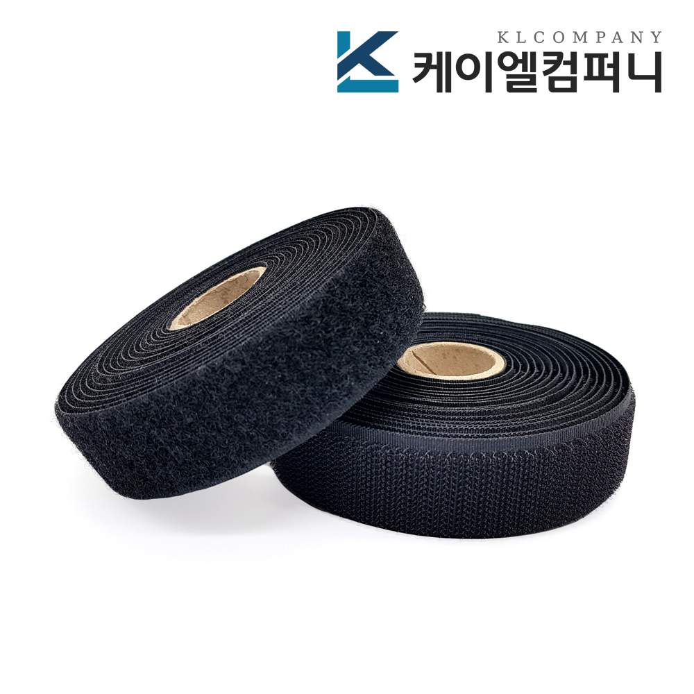 폭 2.5cm 국산 재봉용벨크로 검정색 거칠이 보들이 1미터씩 세트 - 상품 이미지