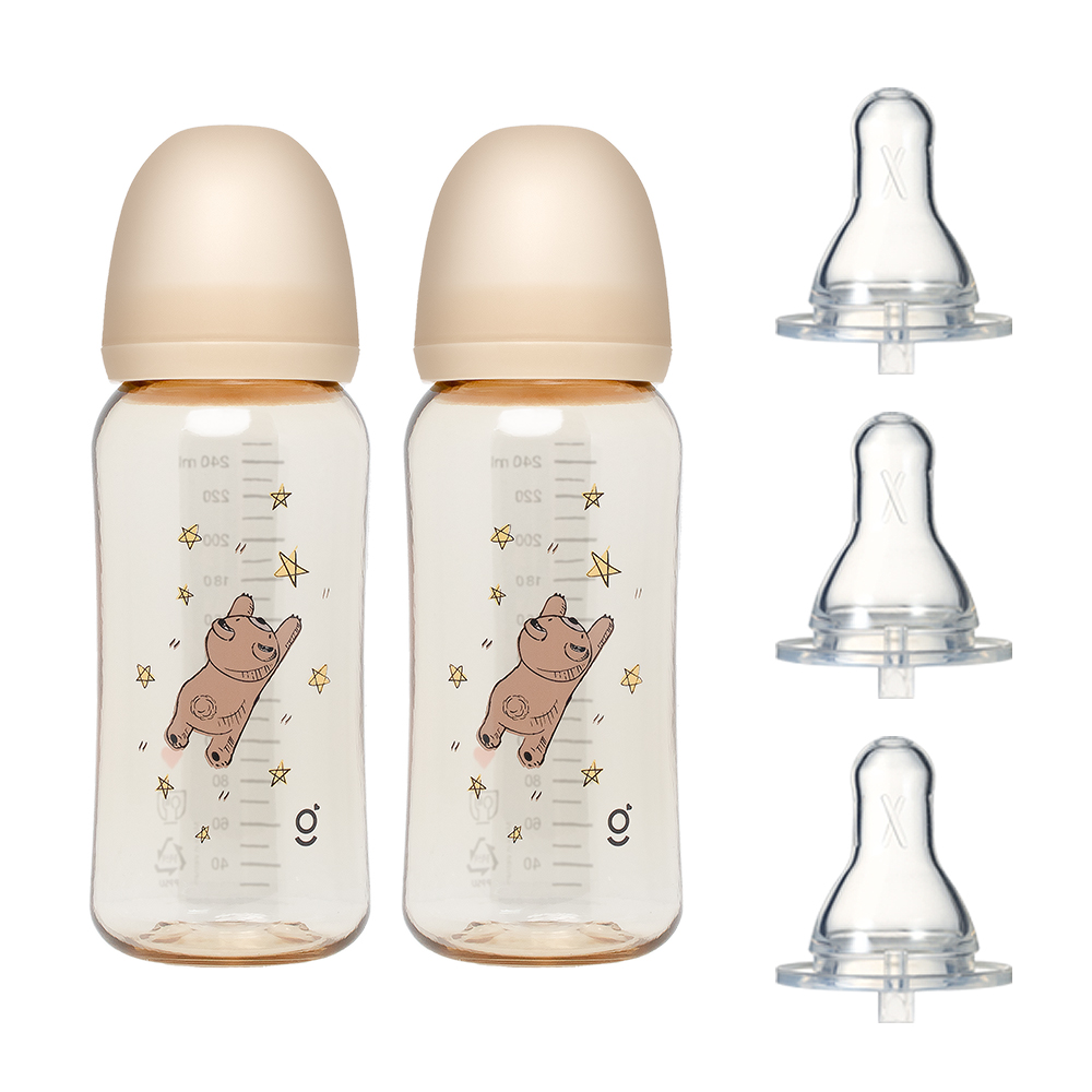 [젖꼭지 세트] PPSU 꿈찾는 곰 젖병250ml2개 아이쏙3개