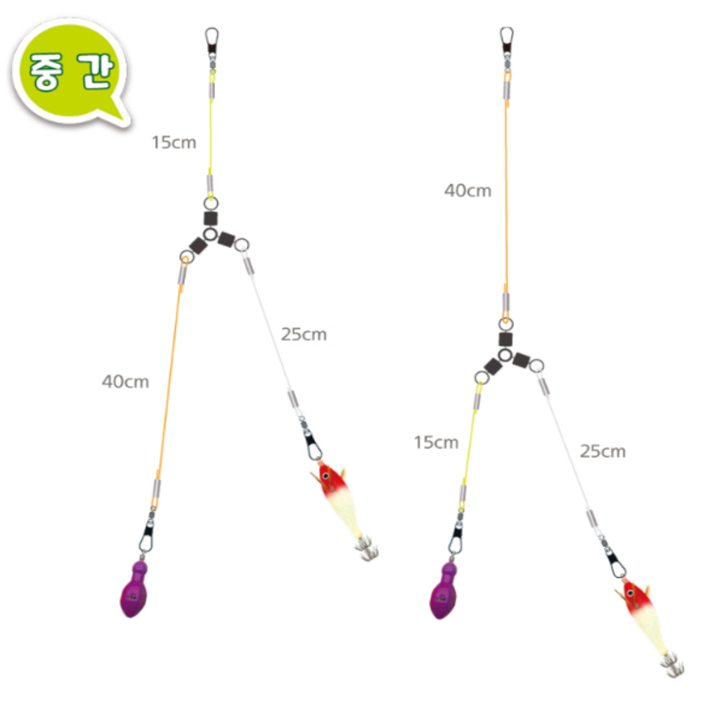 트리플 삼각채비 쭈꾸미 갑오징어 낚시 가지 채비 4개입 - 상세 이미지 3