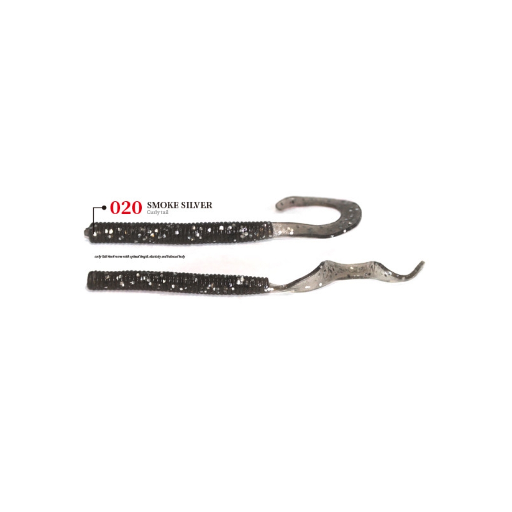 캣츠크로우 컬리테일 C테일 배스웜 광어 선상 캐스팅 020 스모크 실버, 10cm(4인치) - 상세 이미지 3