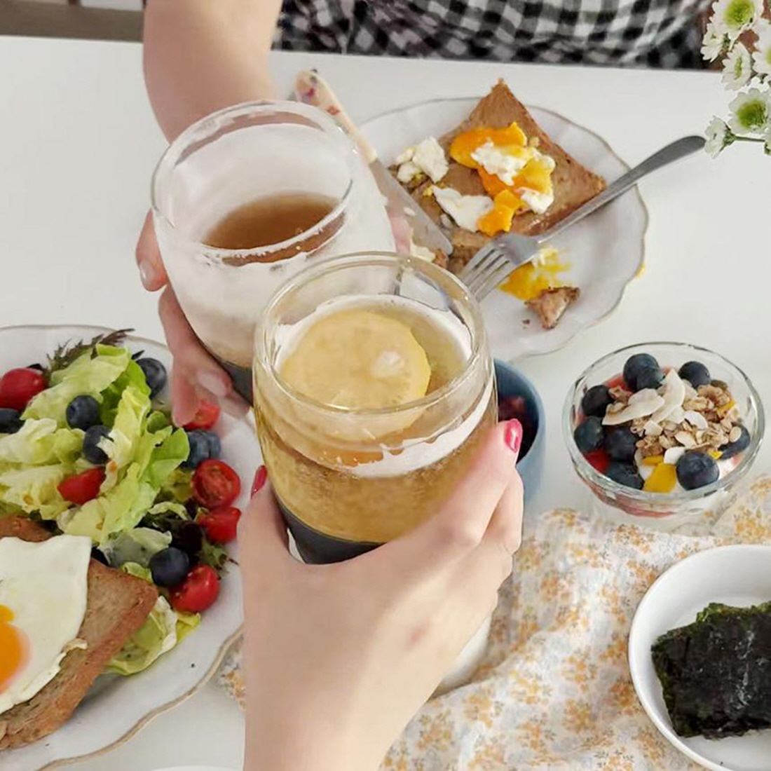 냉동 맥주잔 얼음 생맥주 소맥 하이볼 아이스아메리카노 잔 쿨링젤 이중내열유리컵 470ml