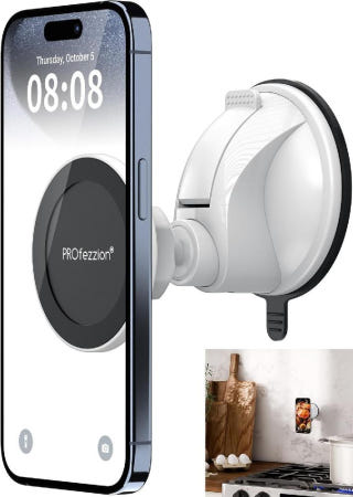 [해외]PROfezzion 흡입 컵 유형 스마트폰 스탠드홀더 MagSafe 마그넷 슈퍼 마그네틱 힘 플렉시블 자유로운 움직