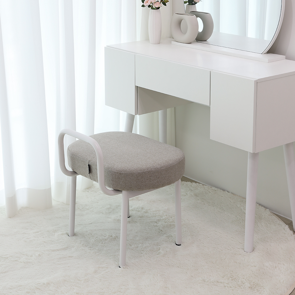 샌디 인테리어 디자인 다용도 패브릭스툴 화장대의자 화이트 베이지 / 커버 추가가능