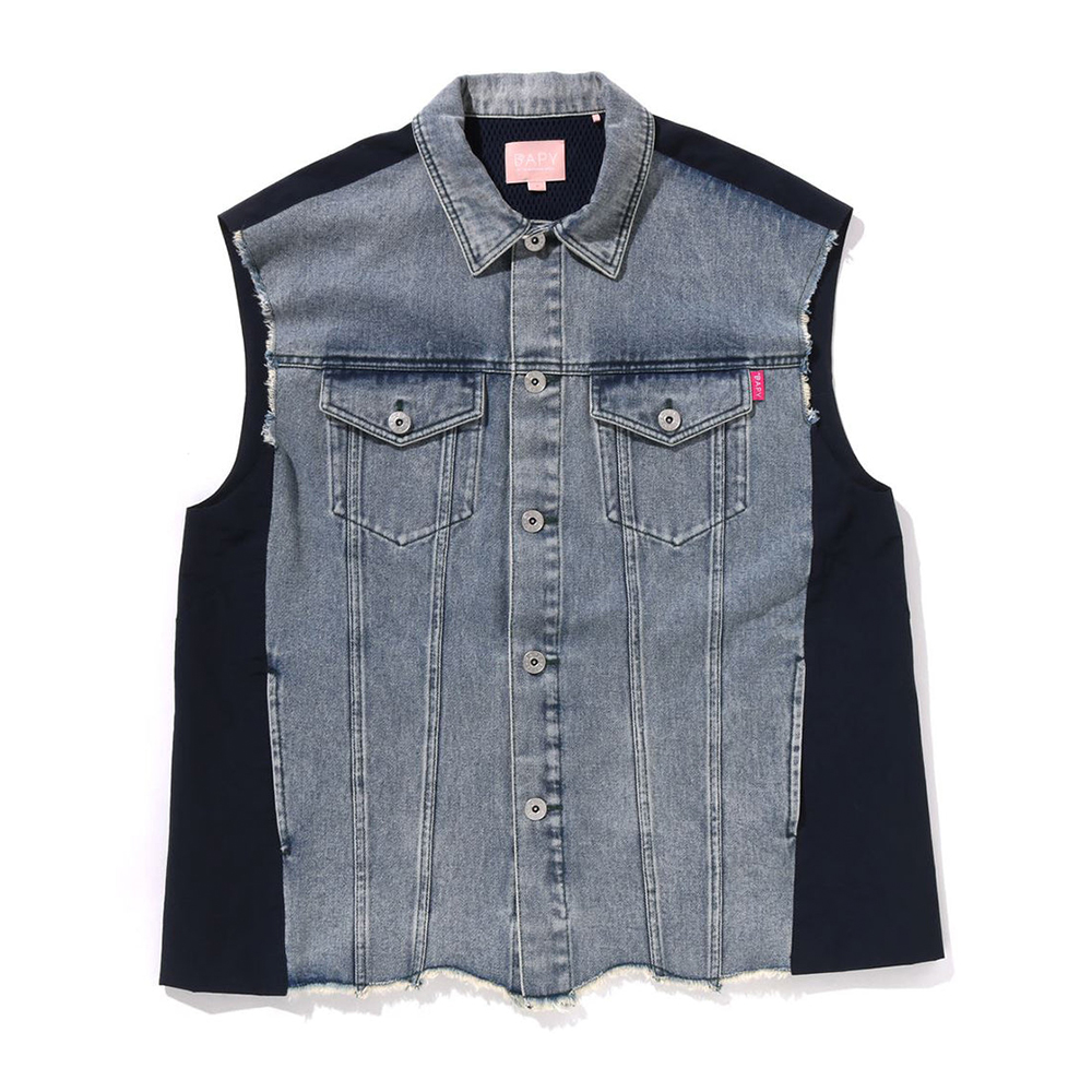 베이프 우먼즈 자켓 BAPY FABRICMIXED VEST JACKET YL20-240-307 - 메인 이미지