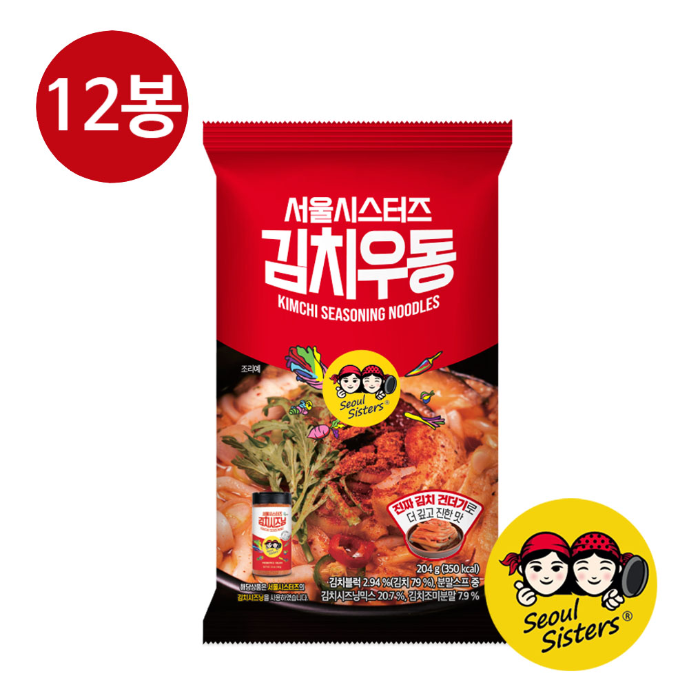 서울시스터드 김치우동 얼큰한맛, 204g, 12개 - 상품 이미지