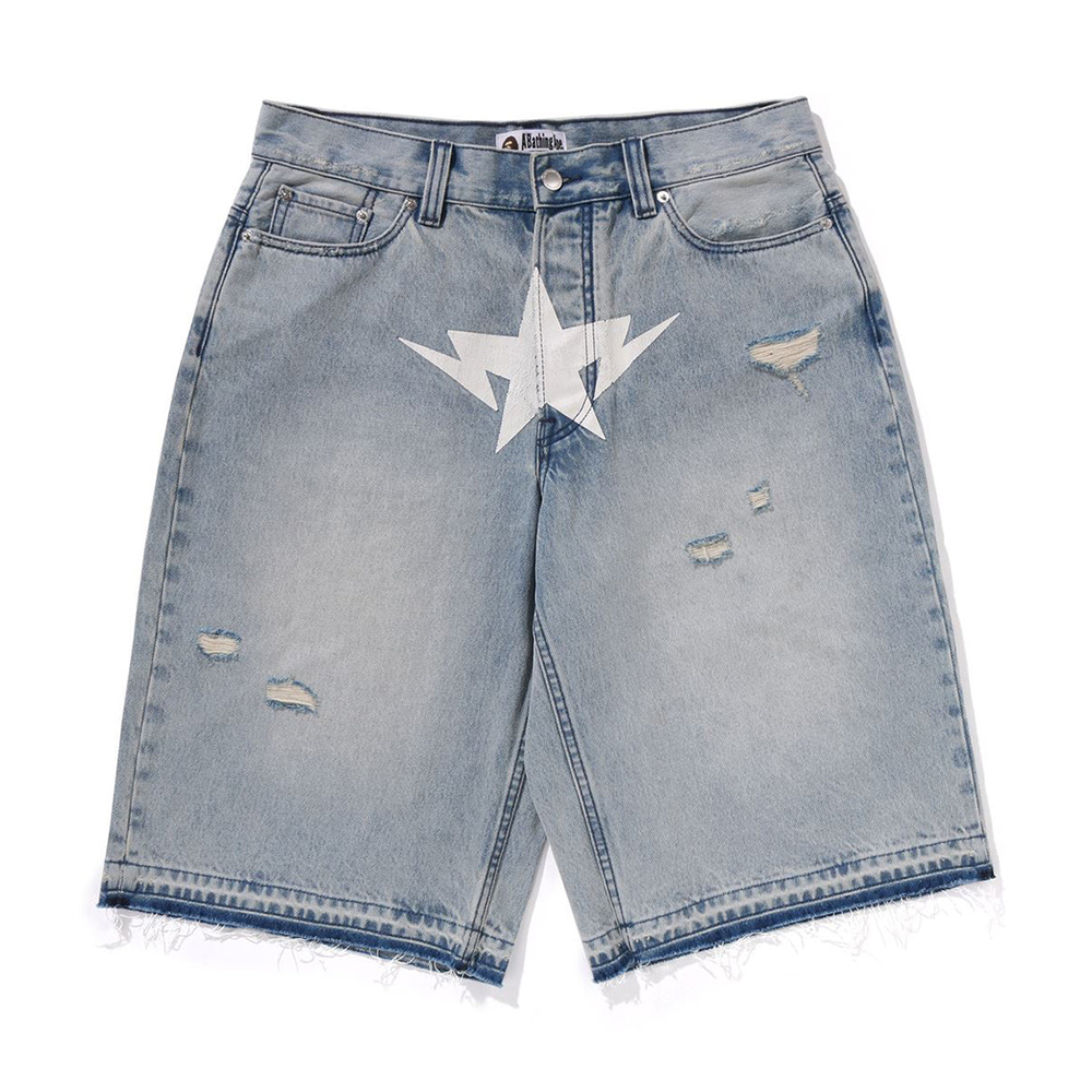 베이프 반바지 DESTROYED STA RELAXED FIT 13OZ DEMIN SHORTS 1L30-151-304 - 상세 이미지 3