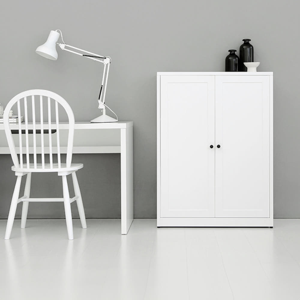 MKB 빈티지캐비넷 세로중 2문 수납장 일반형 화이트 800x350x1080mm, 3단, 화이트 8148.5713 이미지 6